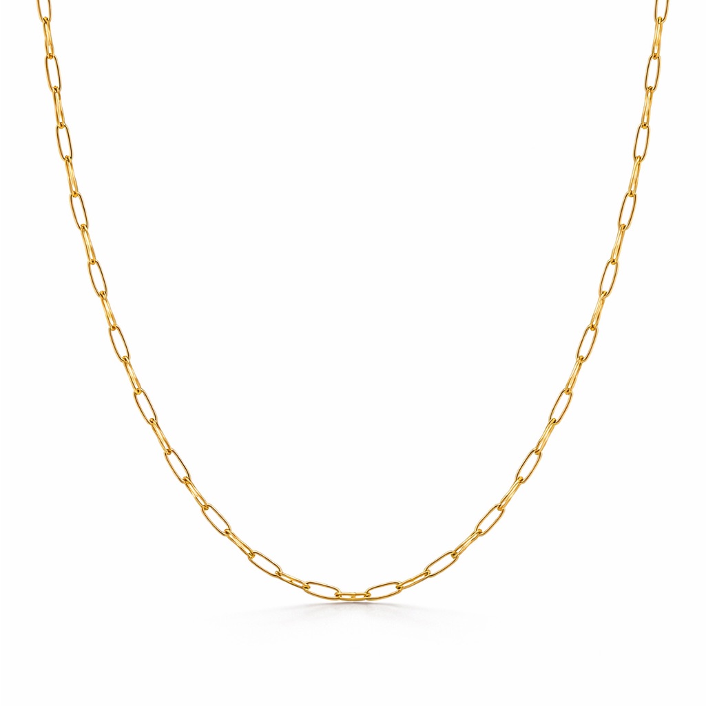 S925 Mini Paperclip Chain | Gold | Adjustable